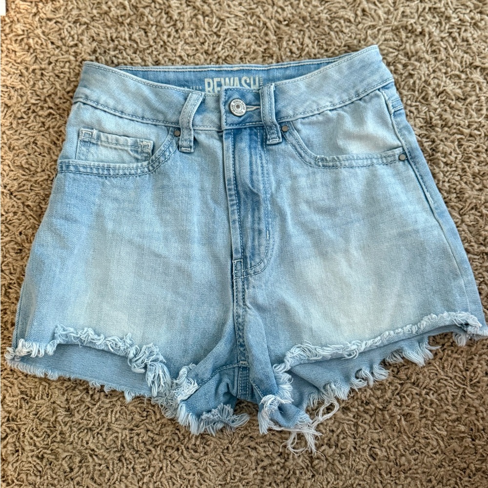 Rewash Blue Jean Shorts Distressed Frayed Hem